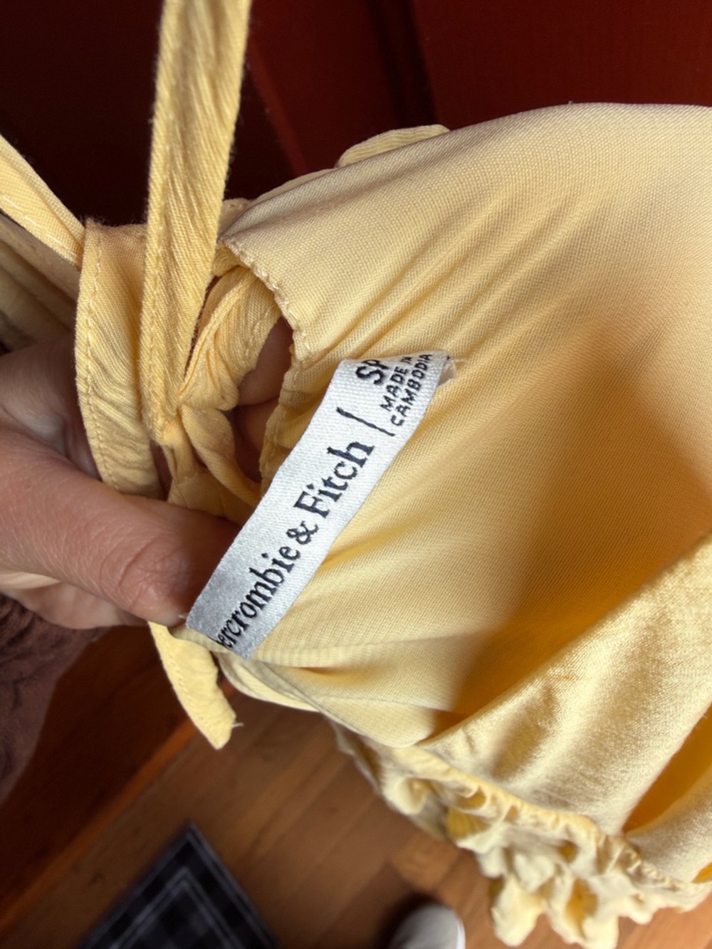 Abercrombie Butter Yellow Maxi Dress Small Petite Tie Back Sundress - Picture 3 of 8